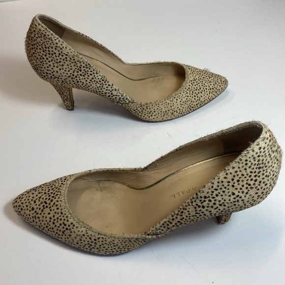 Loeffler Randall Cream Animal Print Kitten Heel Pumps Size 10B Pointed Toe - Picture 6 of 10